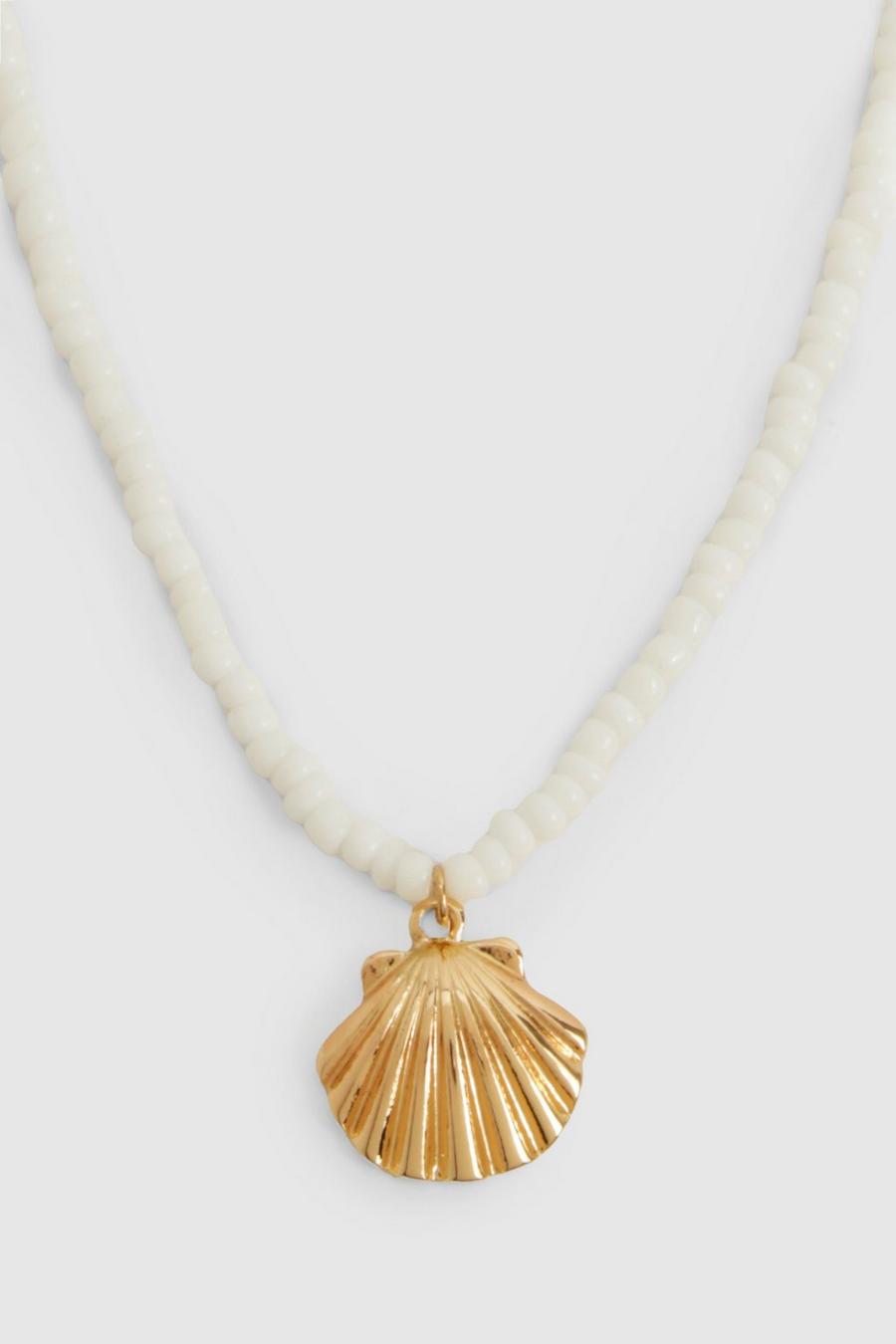 Collier ras-du-cou à perles et coquillages, White image number 1