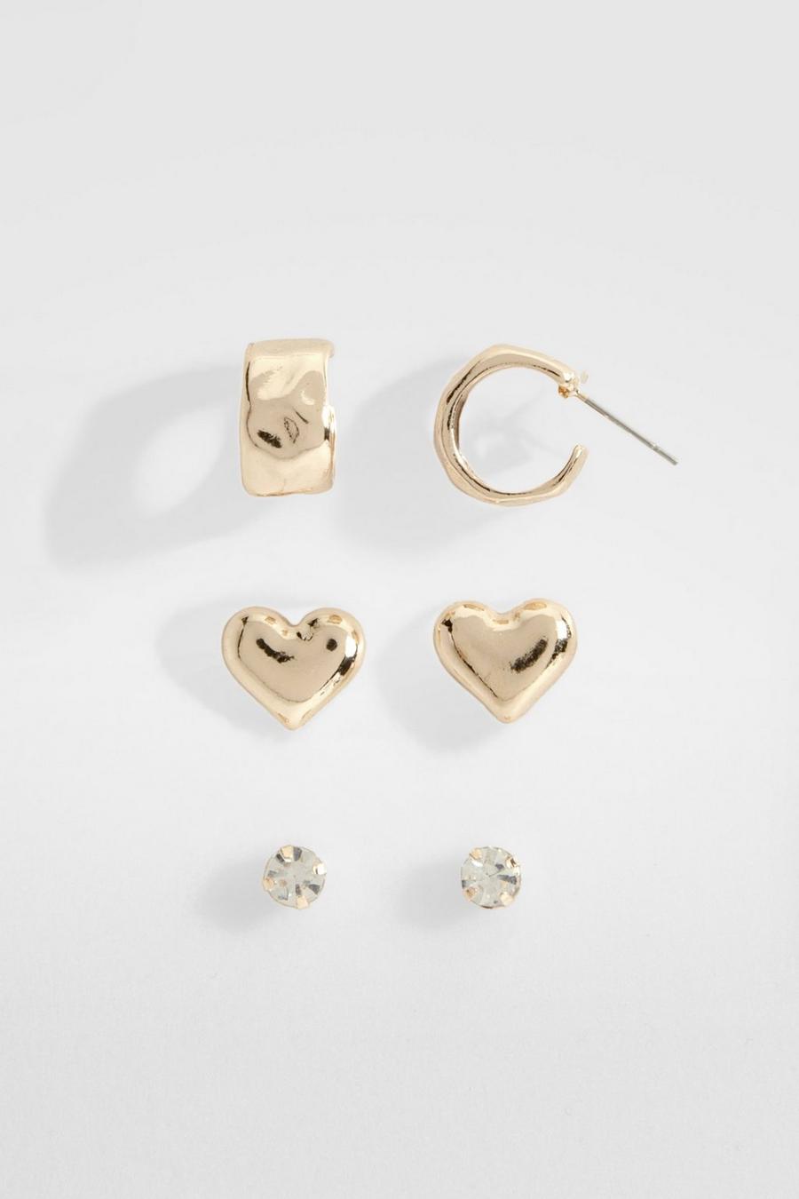 Gold Heart Multipack Earrings image number 1