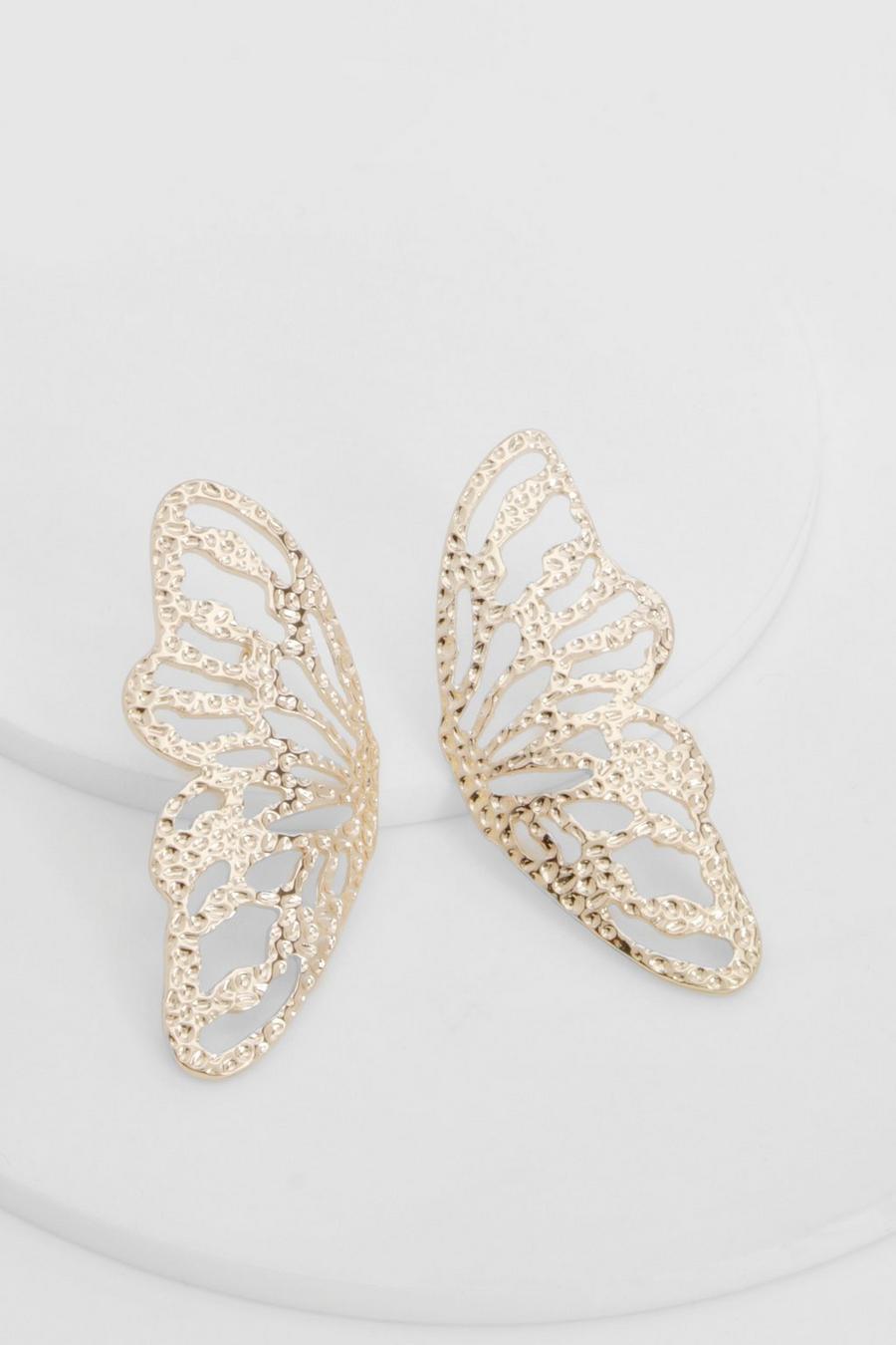 Gold Butterfly Statement Stud Earrings