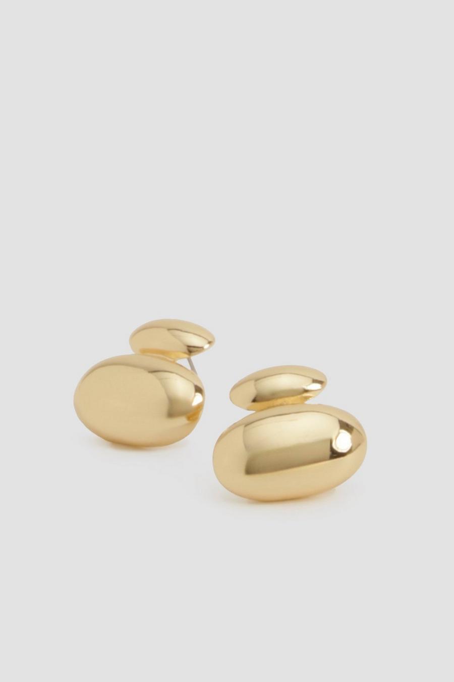 Gold Double Bubble Stud Earrings