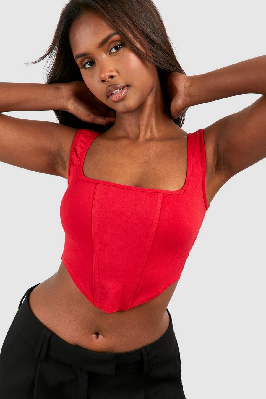 Top a corsetto in bengalina, Red