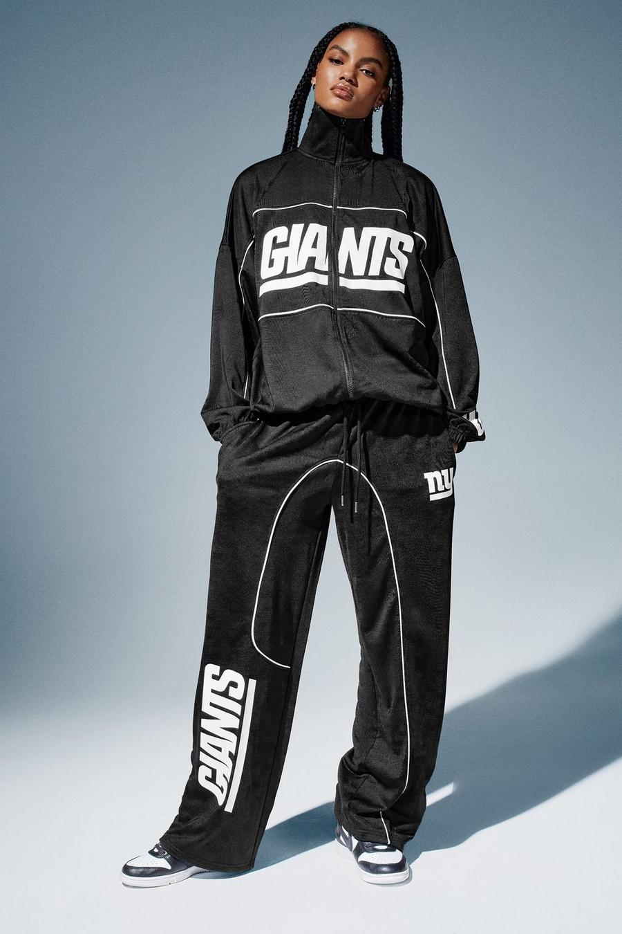 Black Nfl New York Giants License Seam Detail Straight Leg Jogger  image number 1