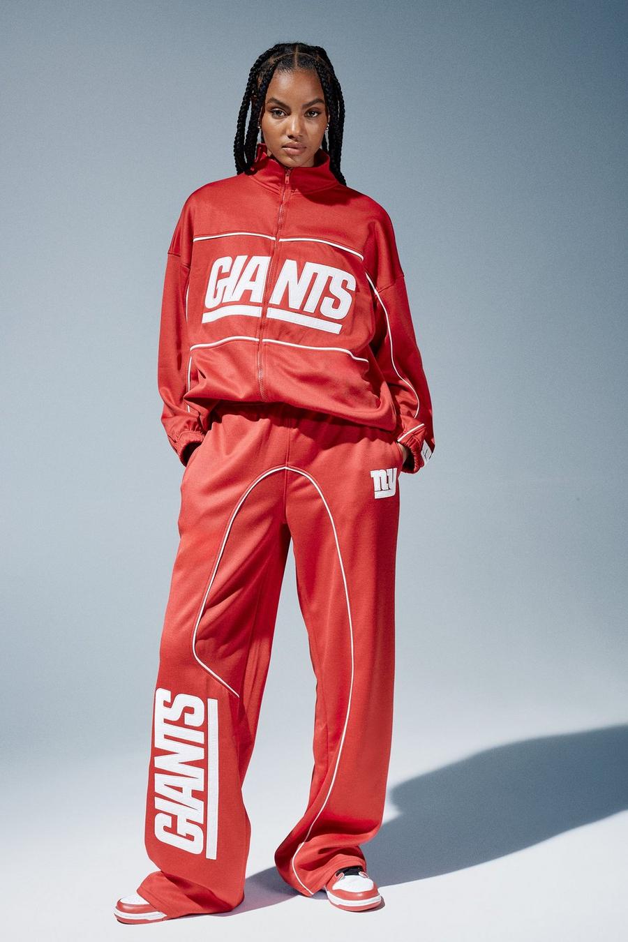 Pantalón deportivo de pernera recta con detalle de costuras y estampado de los New York Giants, Red