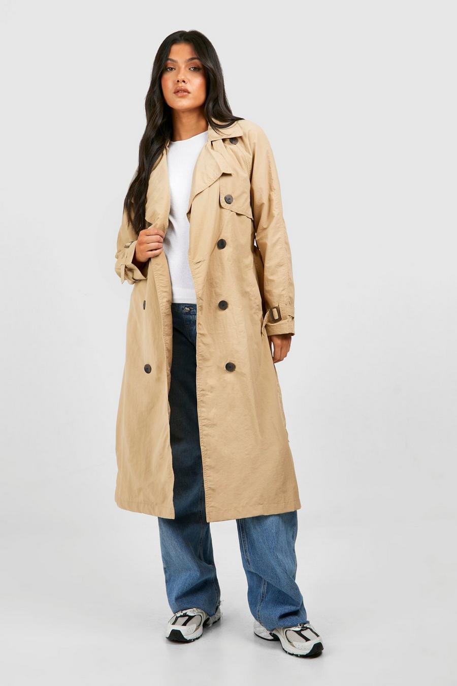 Camel Maternity Belted Trench Coat