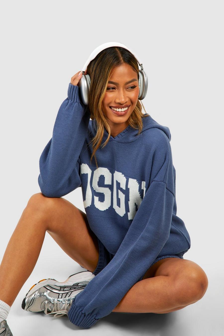 Ink Dsgn Oversized Hoody And Shorts Knitted Set