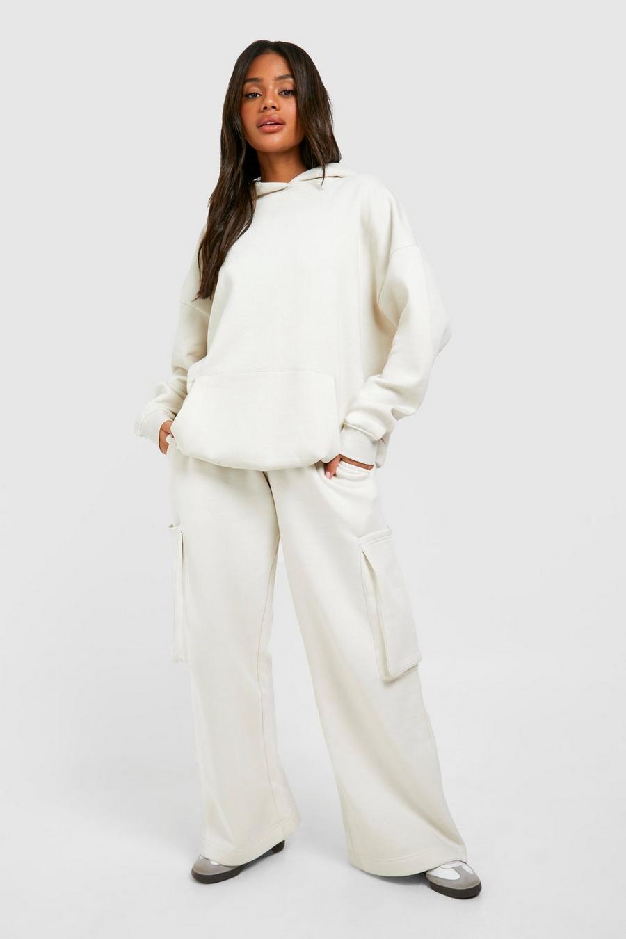 Stone Cargo Pocket Oversized Hooded Tracksuit 