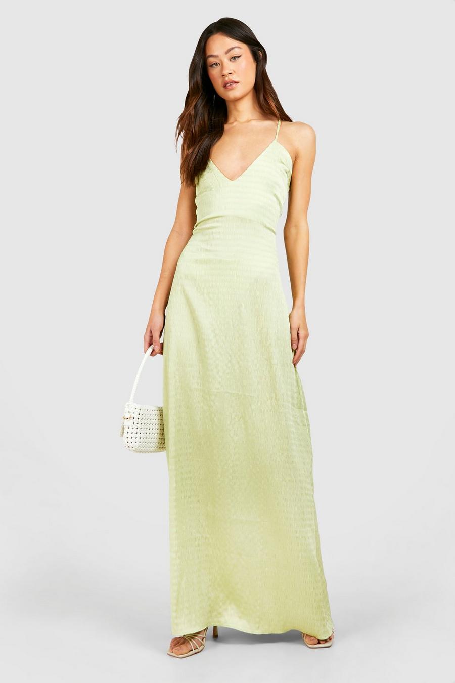 Lime Tall Textured Strappy Maxi Dress image number 1