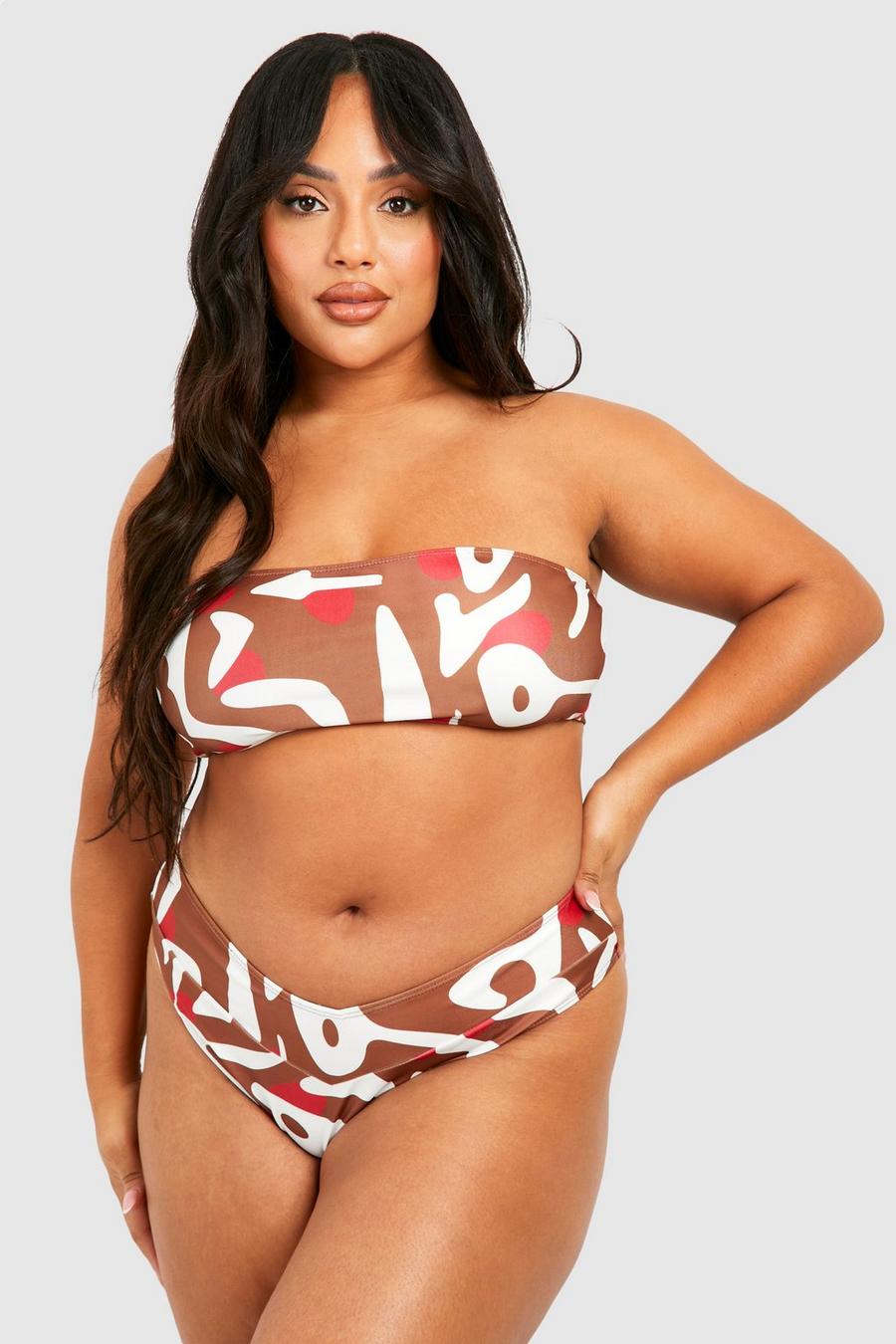 Multi Plus Strapless Dierenprint Bikini Top