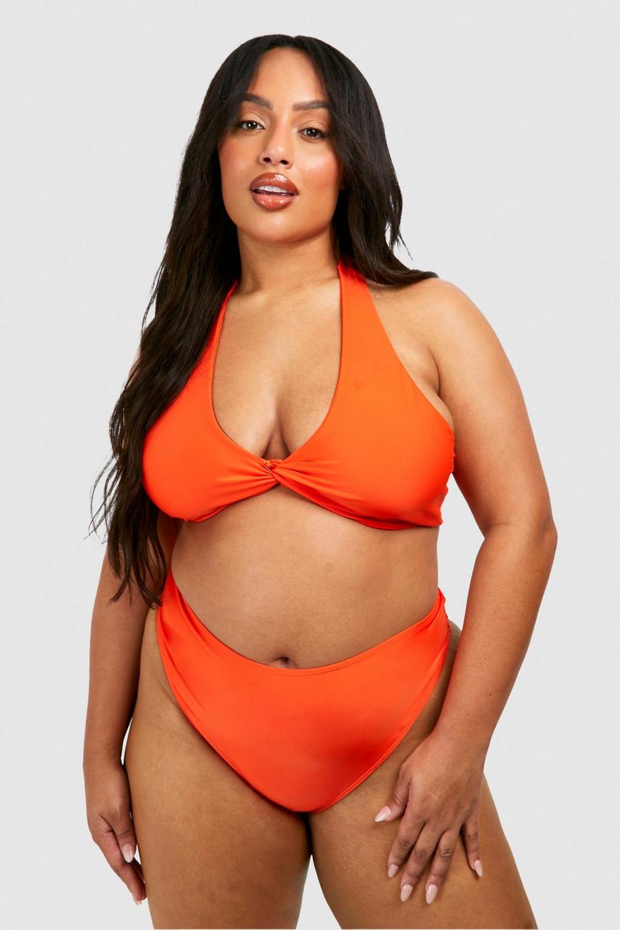 Grande taille - Haut de maillot à décolleté plongeant, Orange