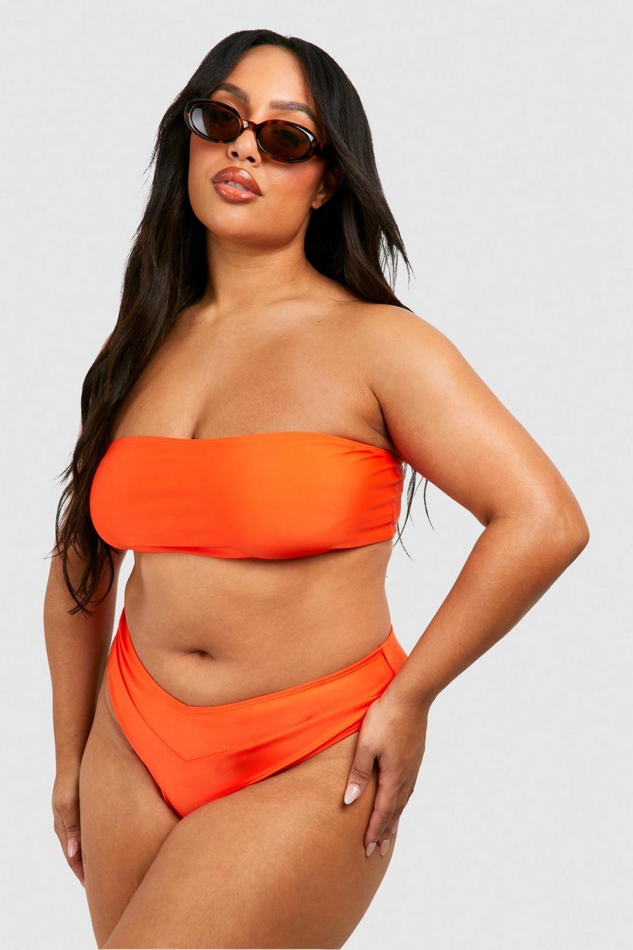 Grande taille - Haut de bikini  style bandeau, Orange