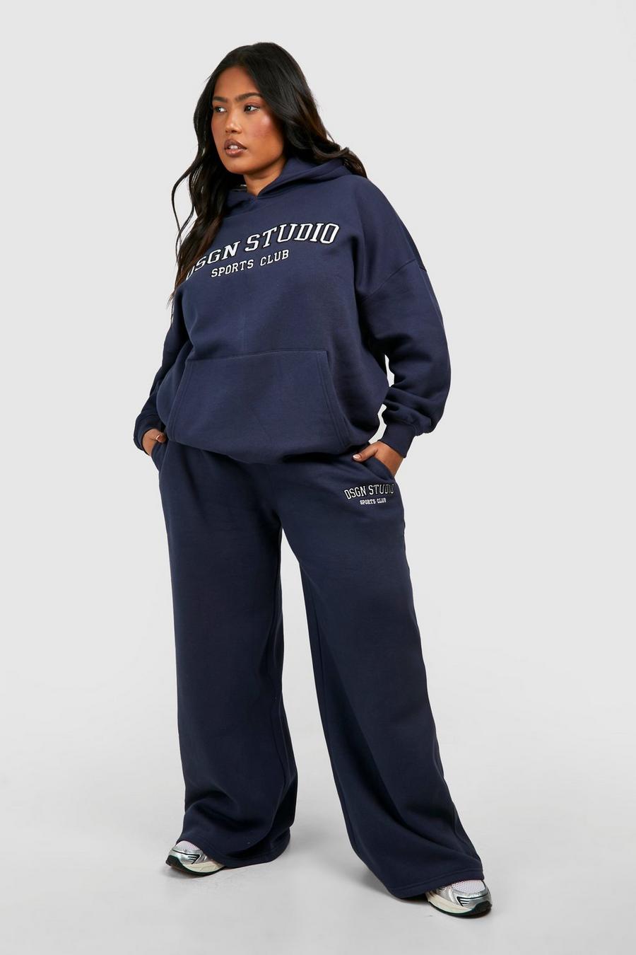 Grande taille - Jogging droit à slogan Dsgn Studio, Navy