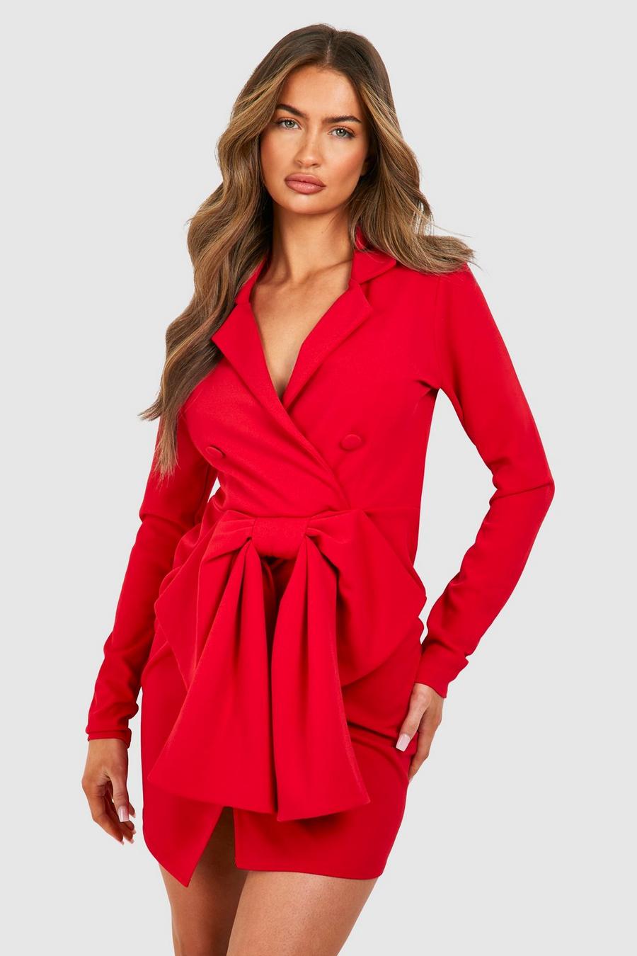 Blazer-Kleid mit Schleifen-Detail, Red