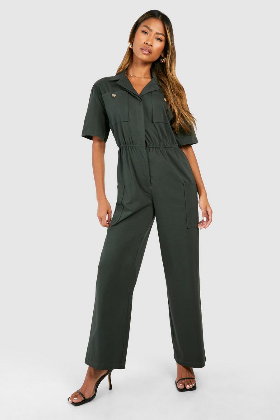 Charcoal Cargo Woven Utility Jumpsuit  image number 1