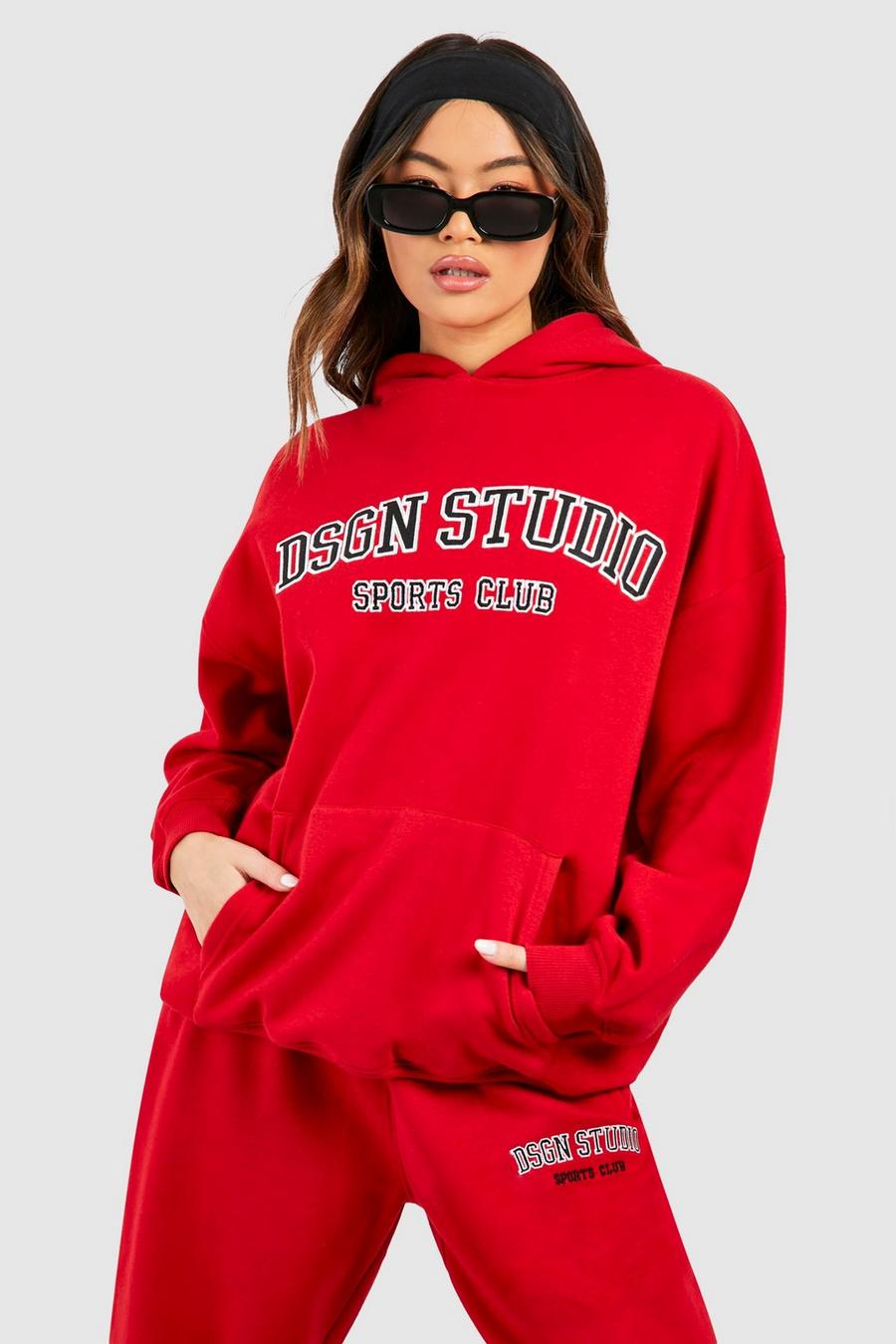 Red Dsgn Studio Oversize hoodie med applikation image number 1