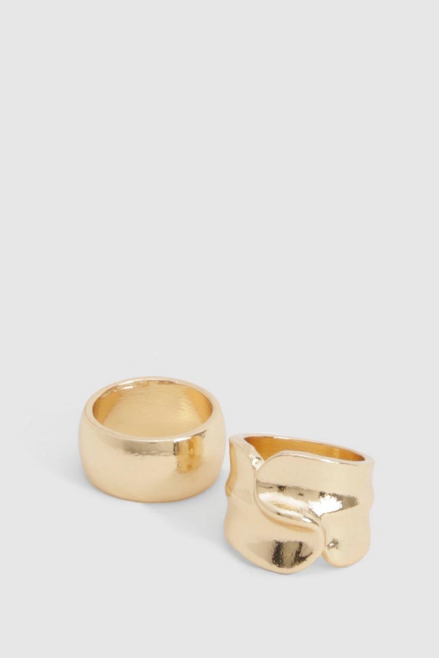 Gold Hammered Ring Multipack 