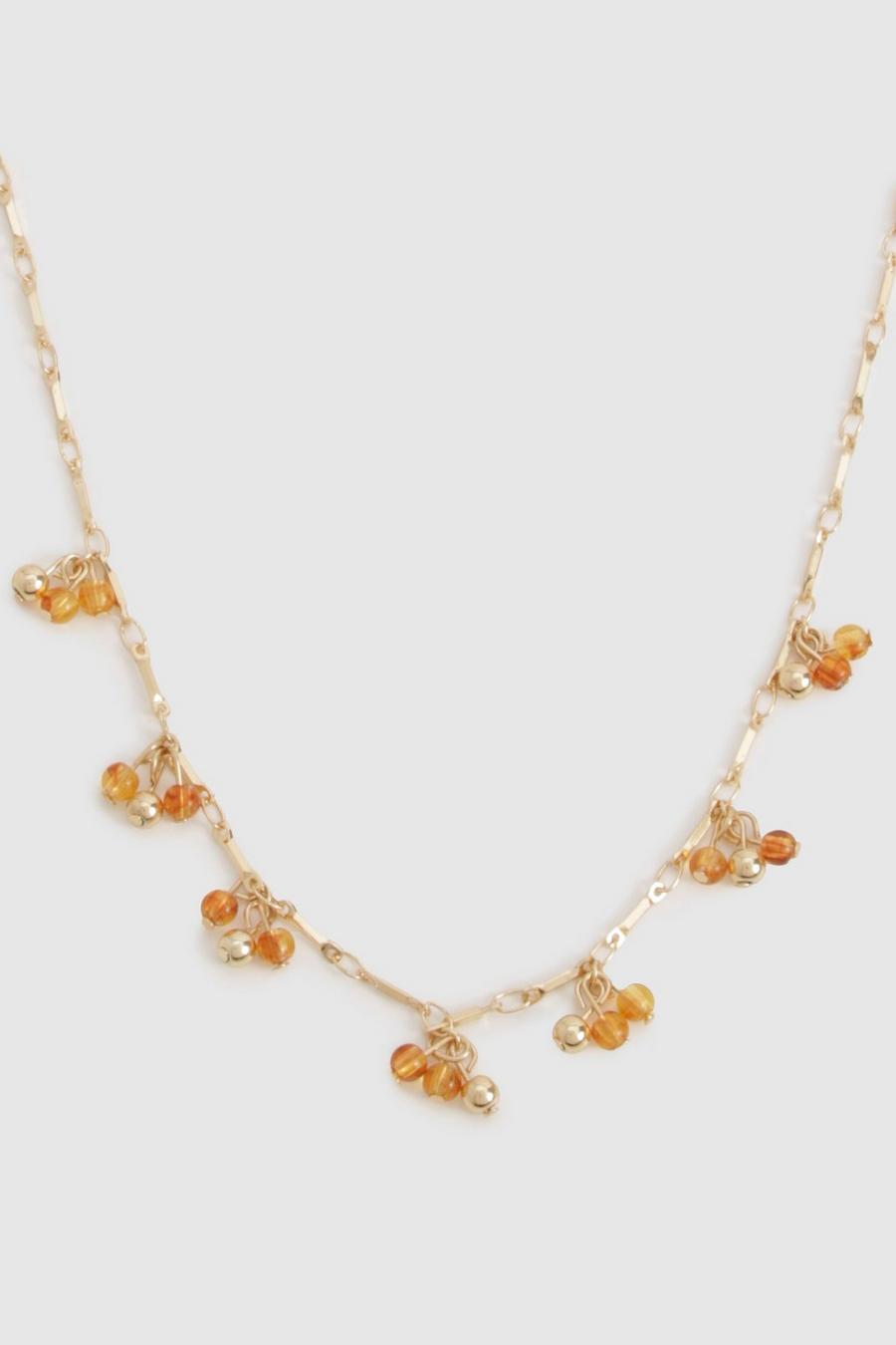Cluster-Halskette mit Perlen, Amber