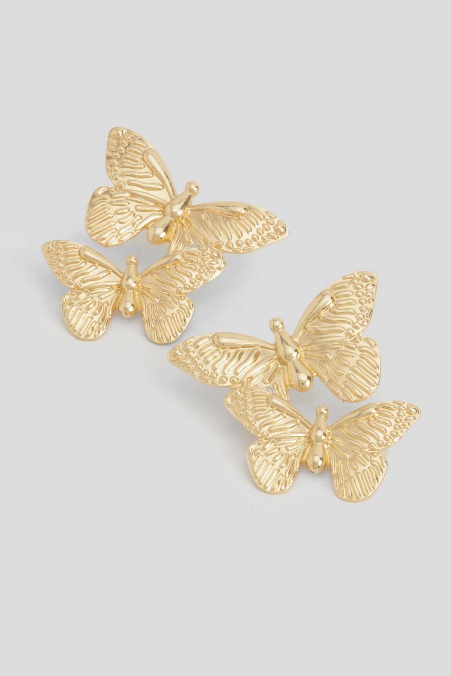 Schmetterlings-Ohrringe, Gold image number 1