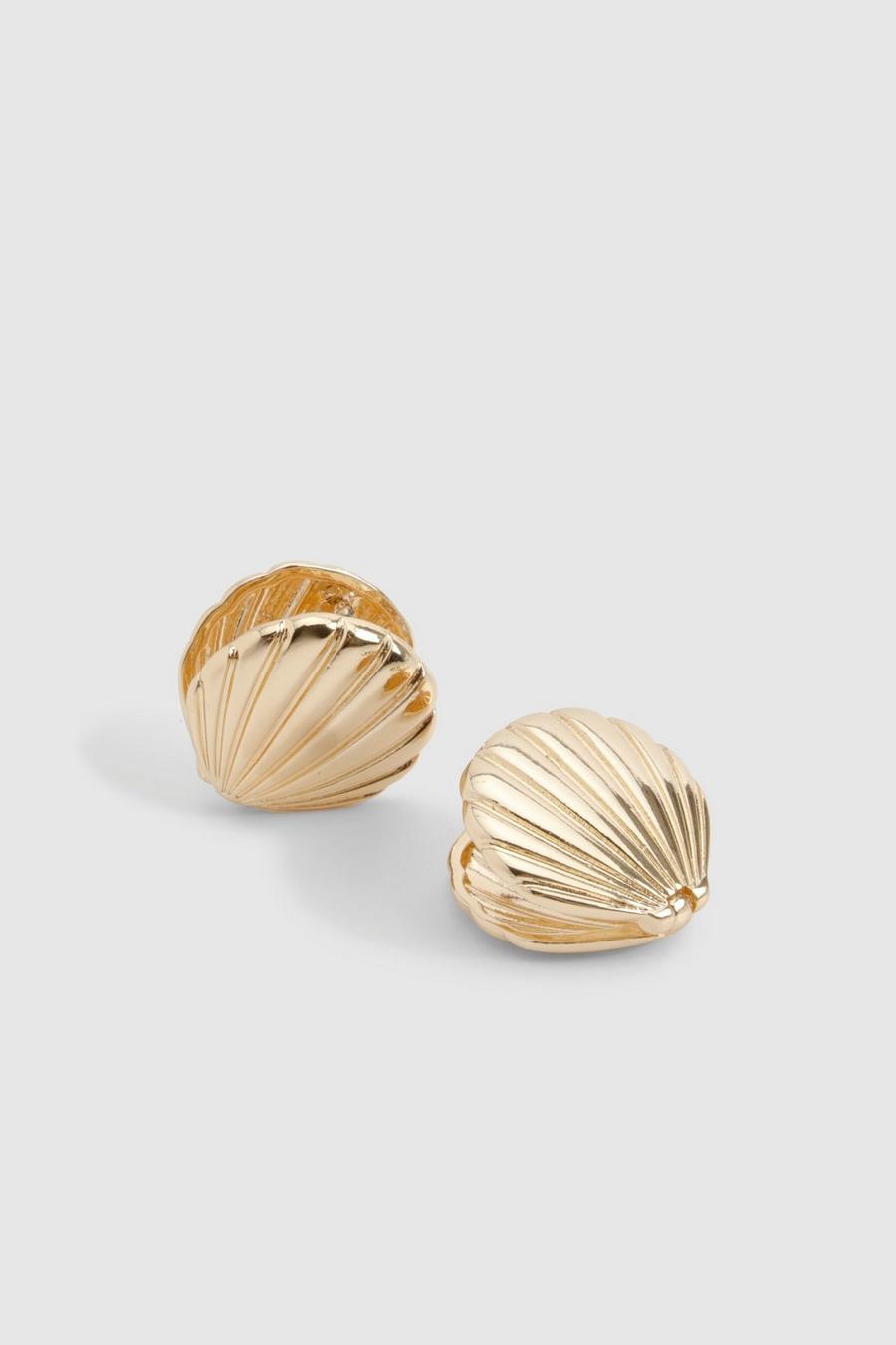 Gold Shell Stud Earrings  image number 1