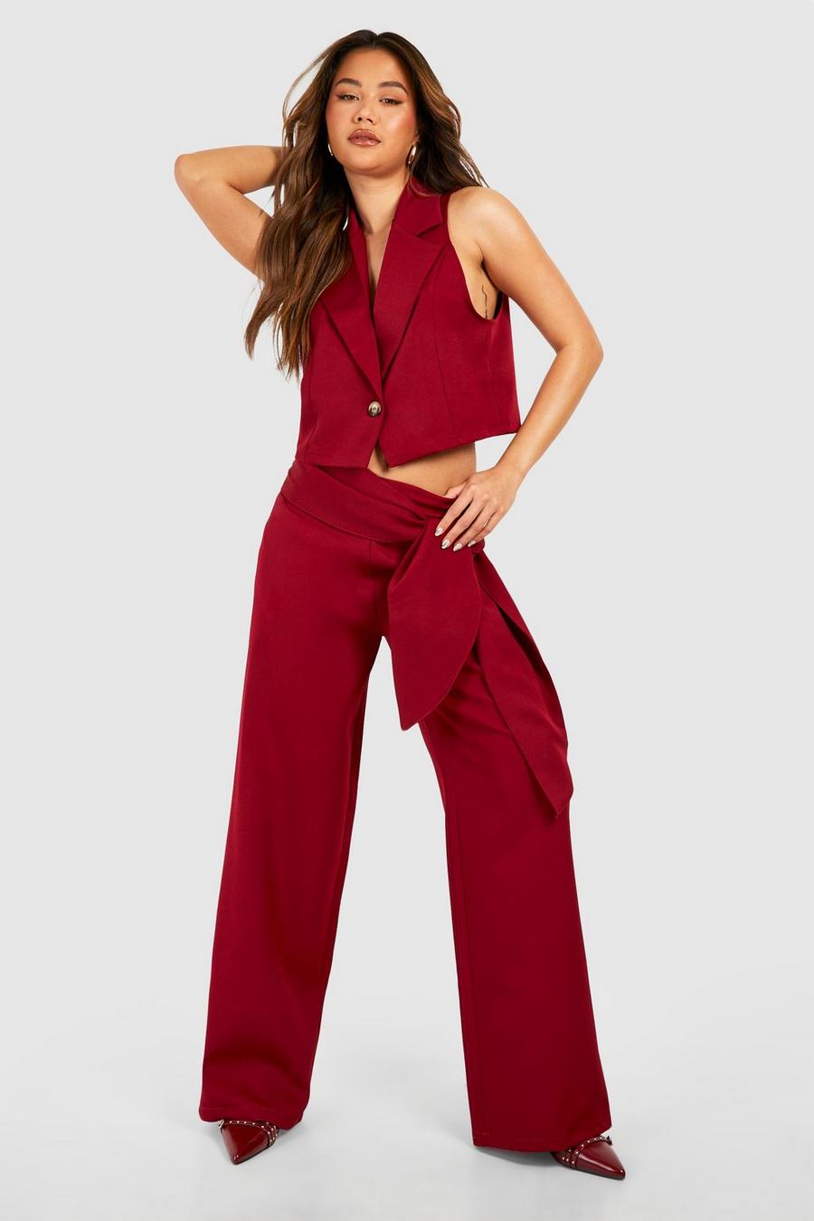 Cherry Drape Side Wide Leg Trousers image number 1