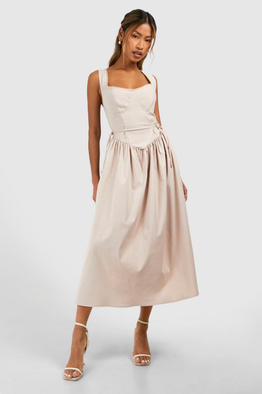 Stone Corset Bengaline Milkmaid Midi Dress