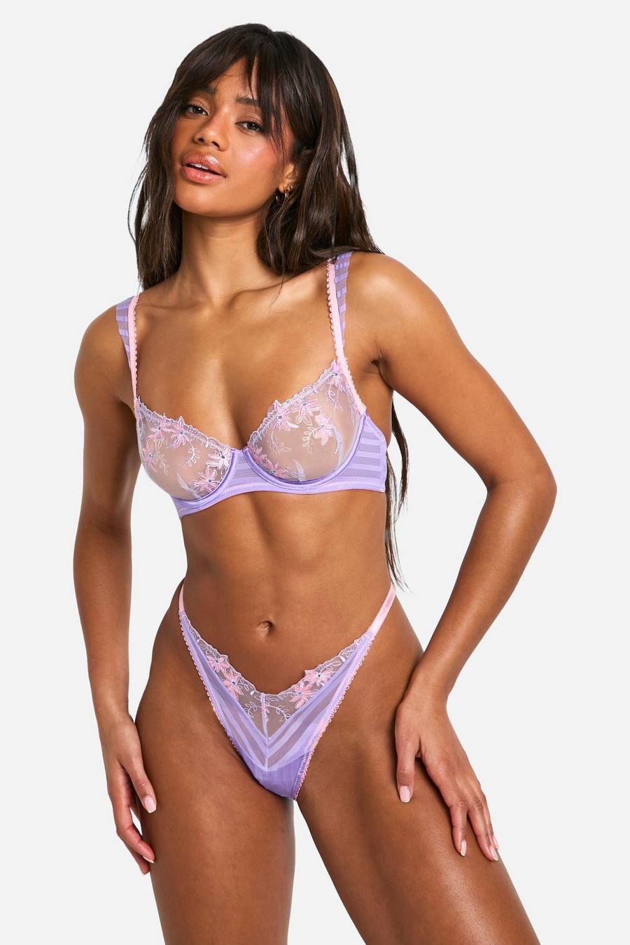 Lilac Frill Detail Balcony Bra image number 1