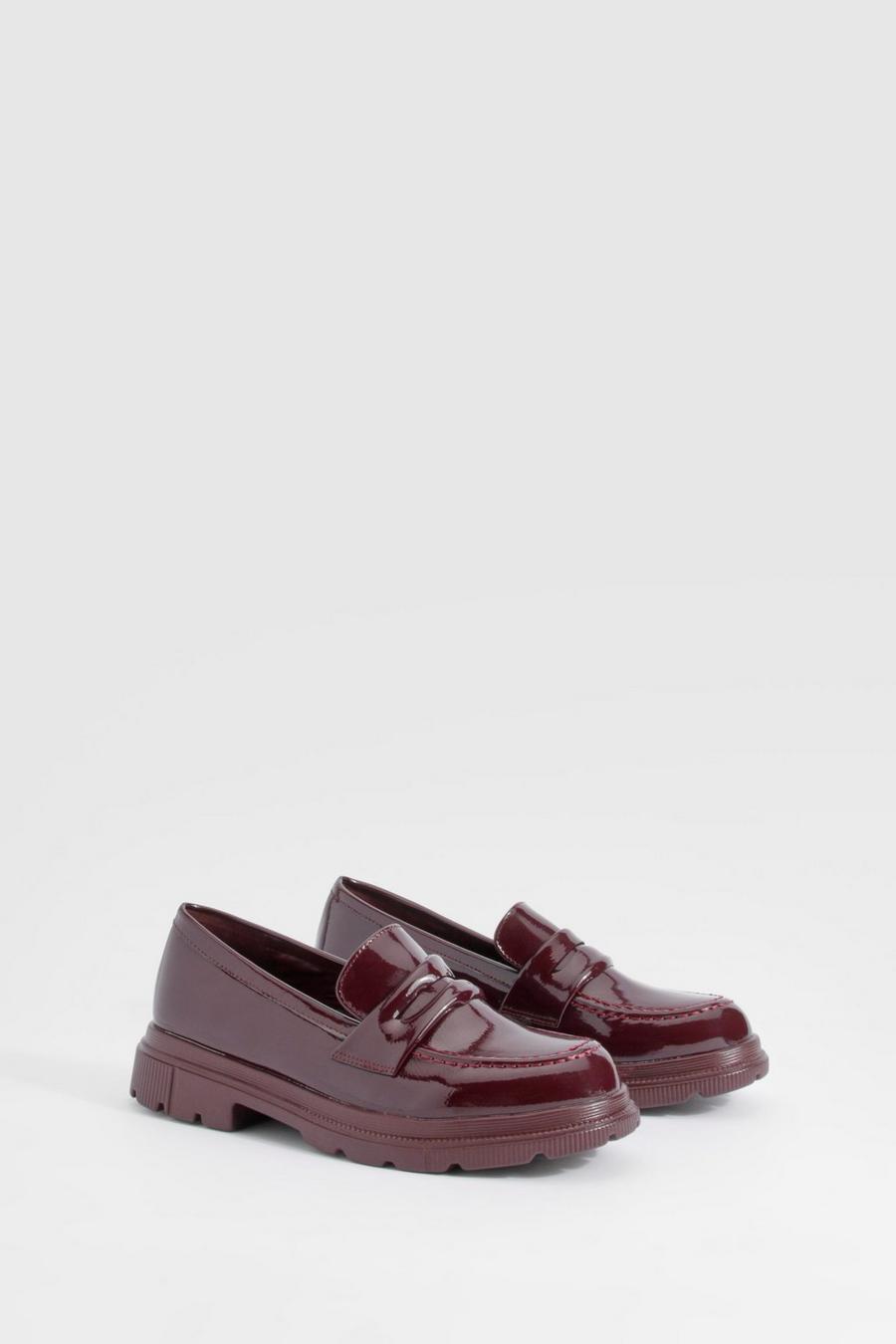 Burgundy Patent Chunky Loafers  image number 1