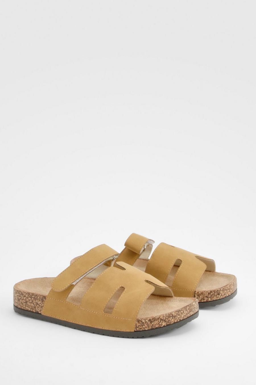Taupe Cut Out Strap Detail Sliders  image number 1