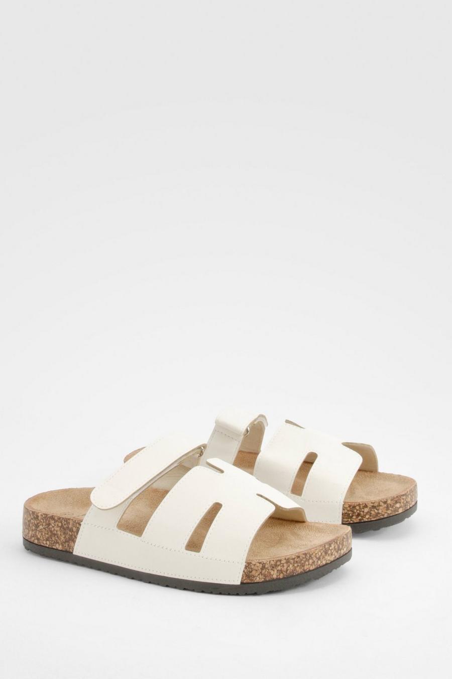 White Cut Out Strap Detail Sliders image number 1