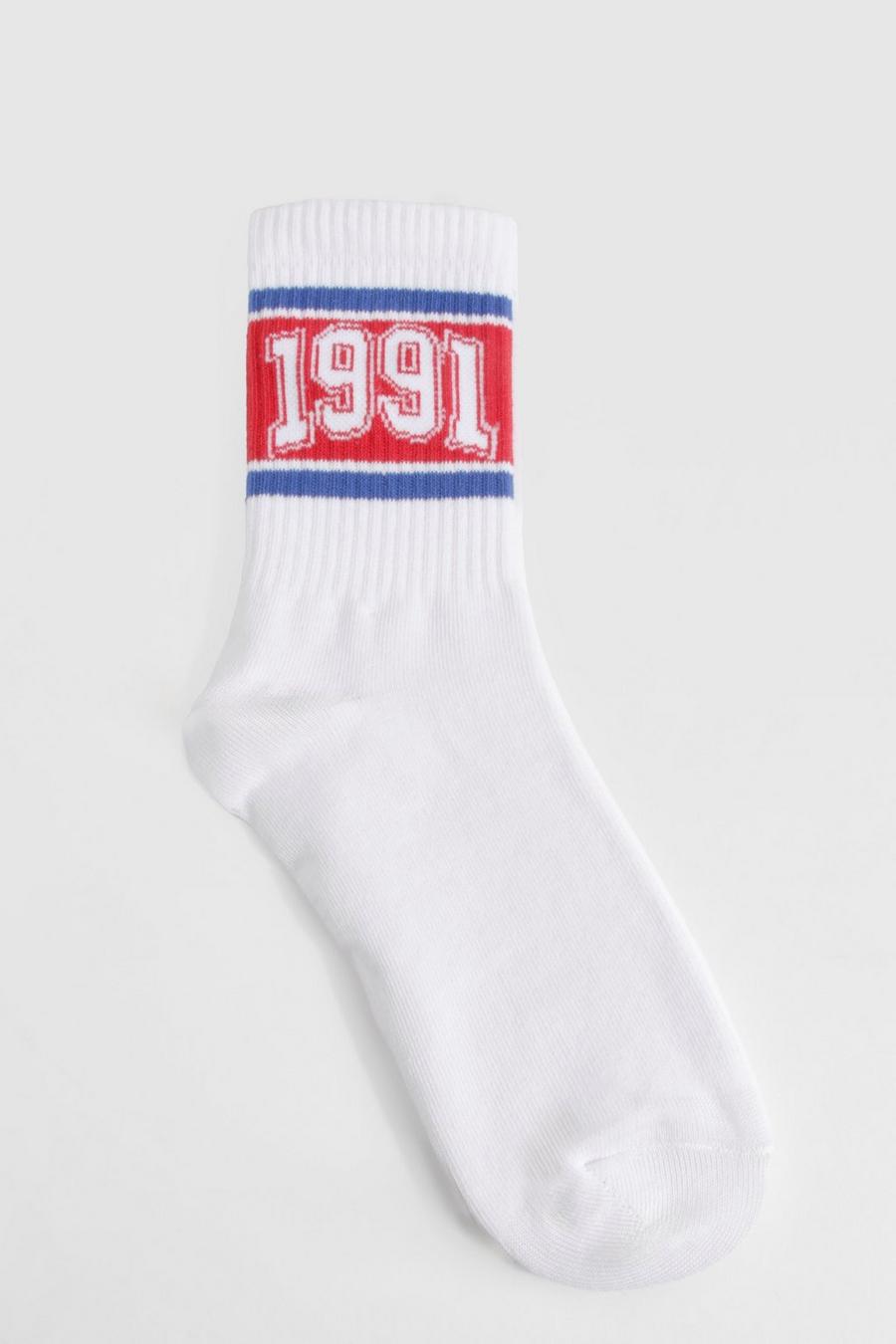 White Striped Single Sports Socks  image number 1