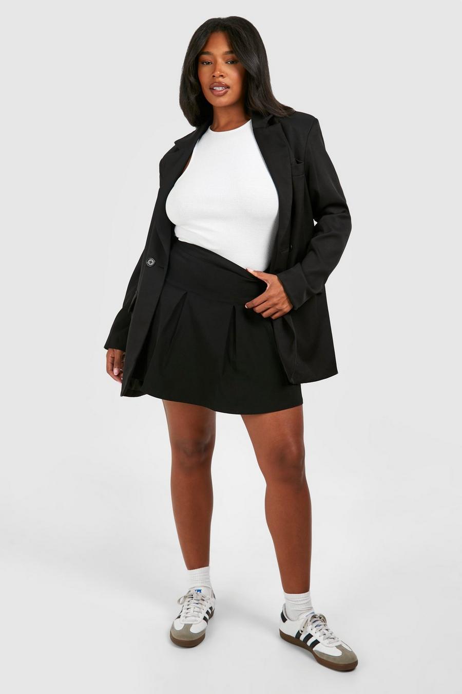 Black flared-skirt shirt dress White 