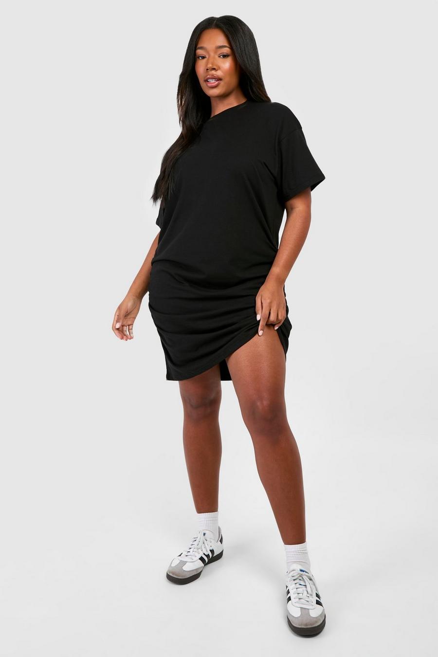 Black Plus Ruched T-shirt Dress image number 1