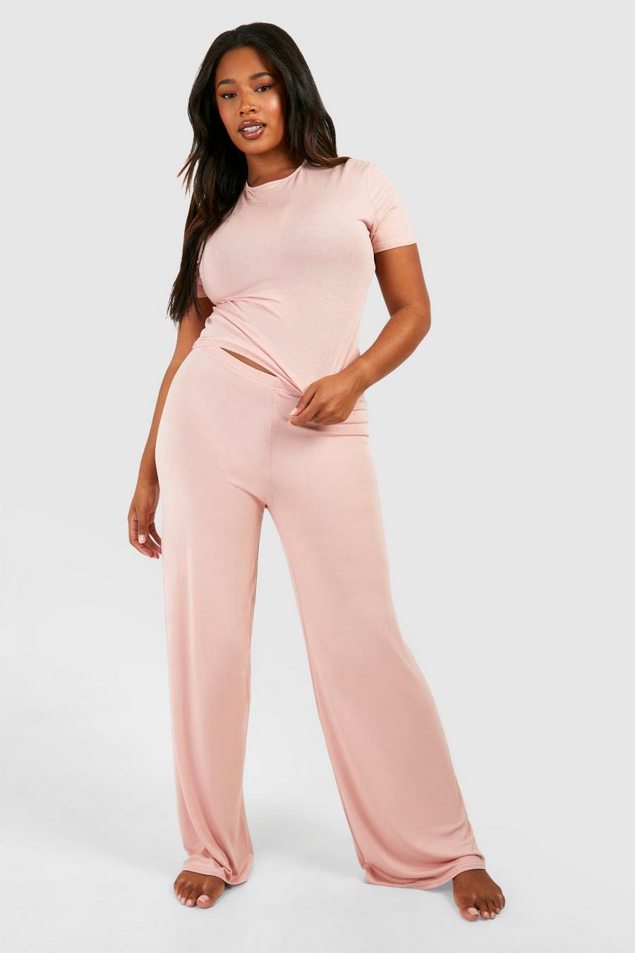 Pantaloni pigiama Plus Size Mix & Match a effetto vellutato, Blush image number 1