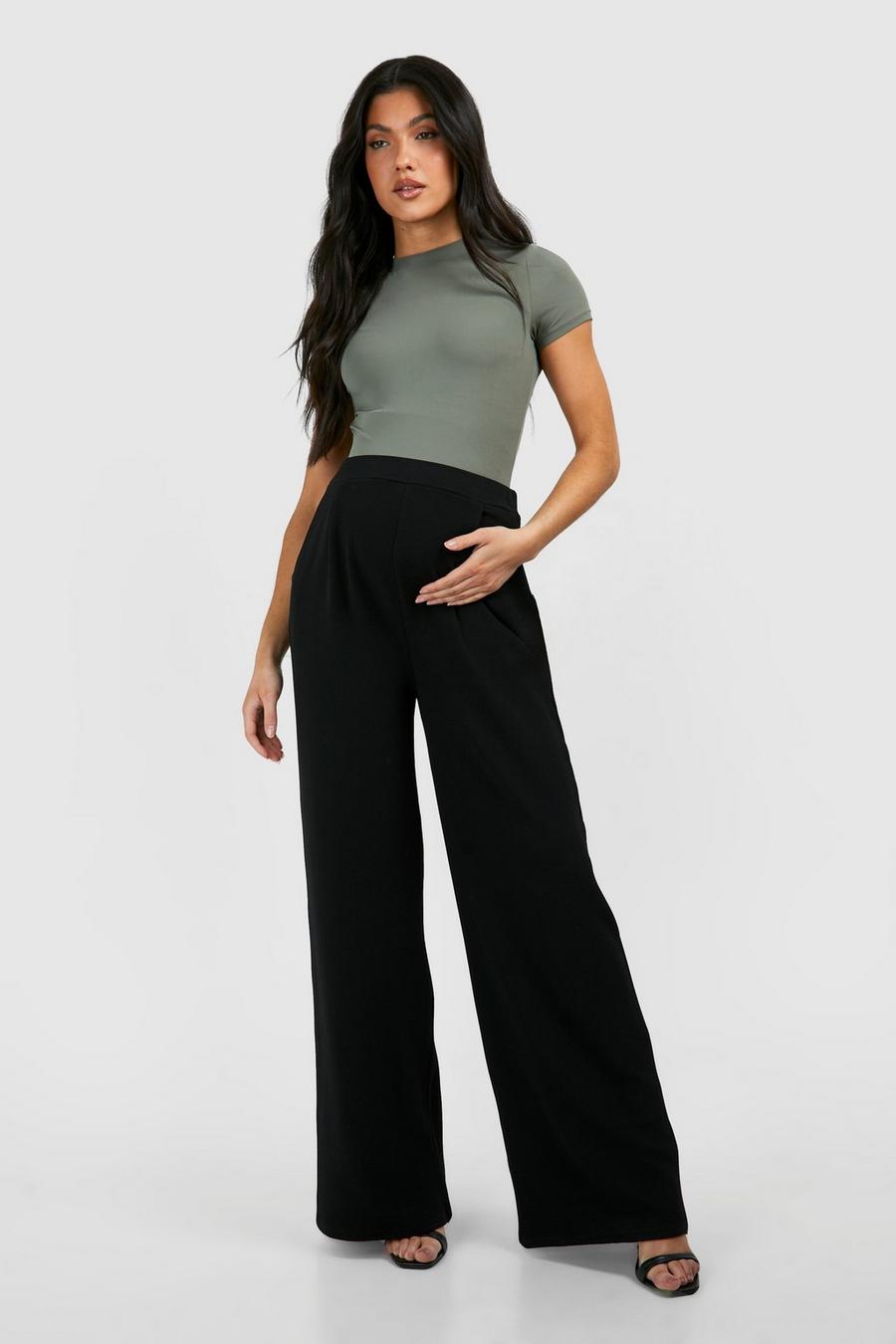 Black Maternity Tailored Wide Leg Trouser image number 1