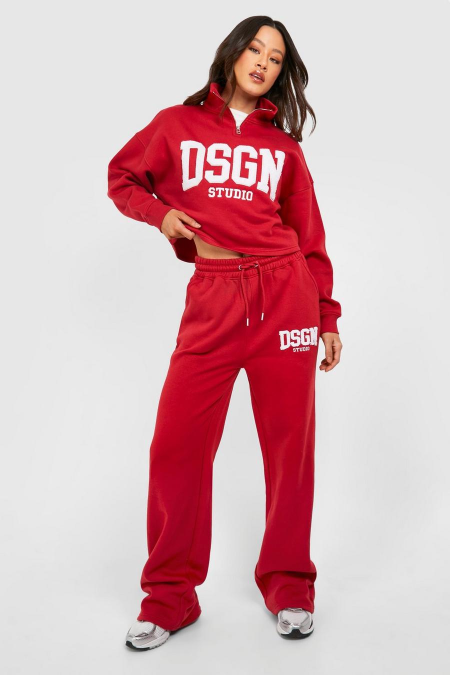 Red Tall Dsgn Studio Half Zip Sweat & Jogger Tracksuit image number 1