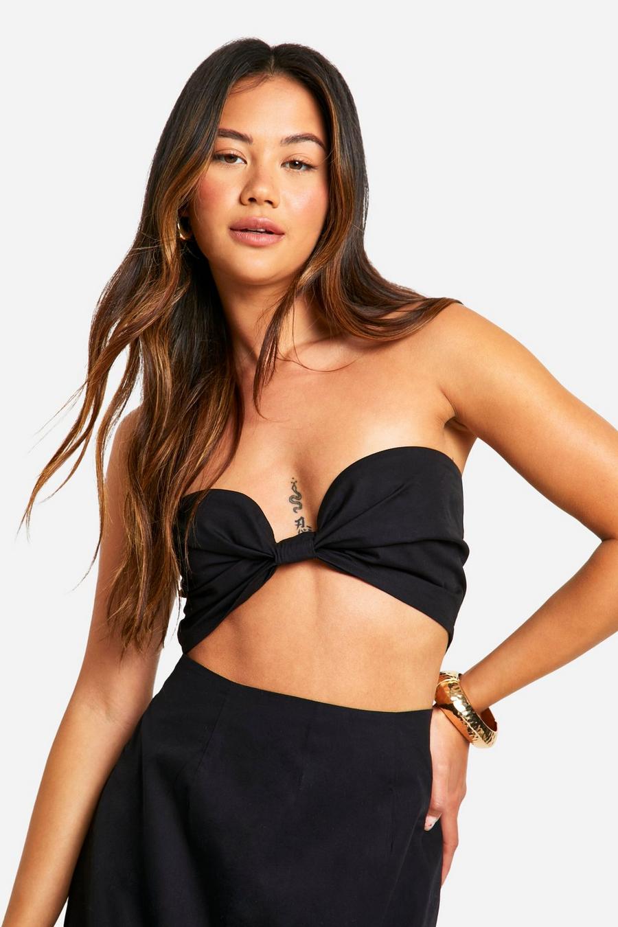 Black Knotted Crop Top