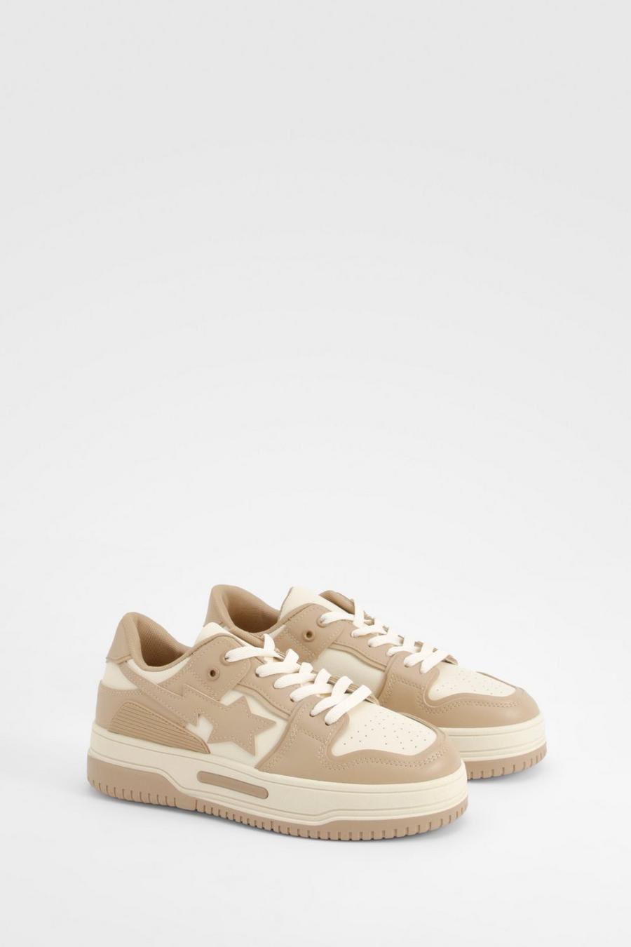 Beige Chunky Contrast Panel Trainers  image number 1