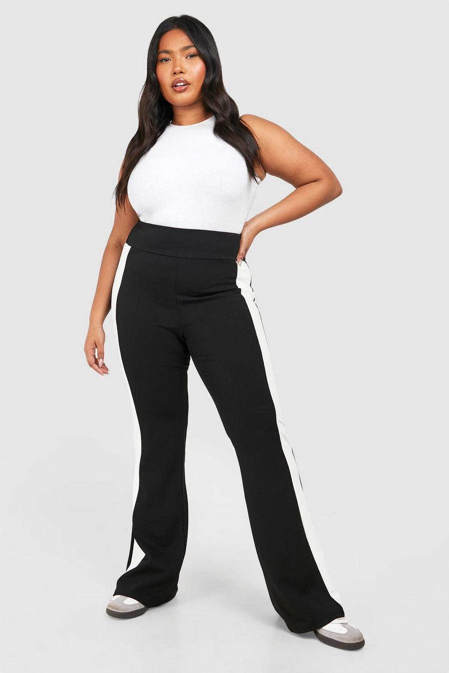 Pantaloni a zampa Plus Size in crêpe, Black