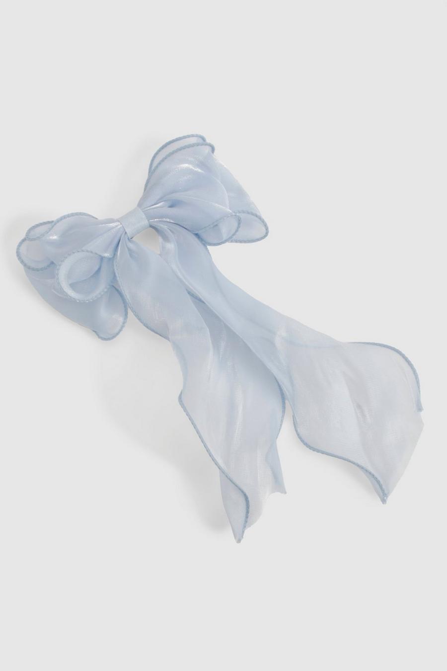 Baby Blue Large Organza Bow Hair Clip image number 1