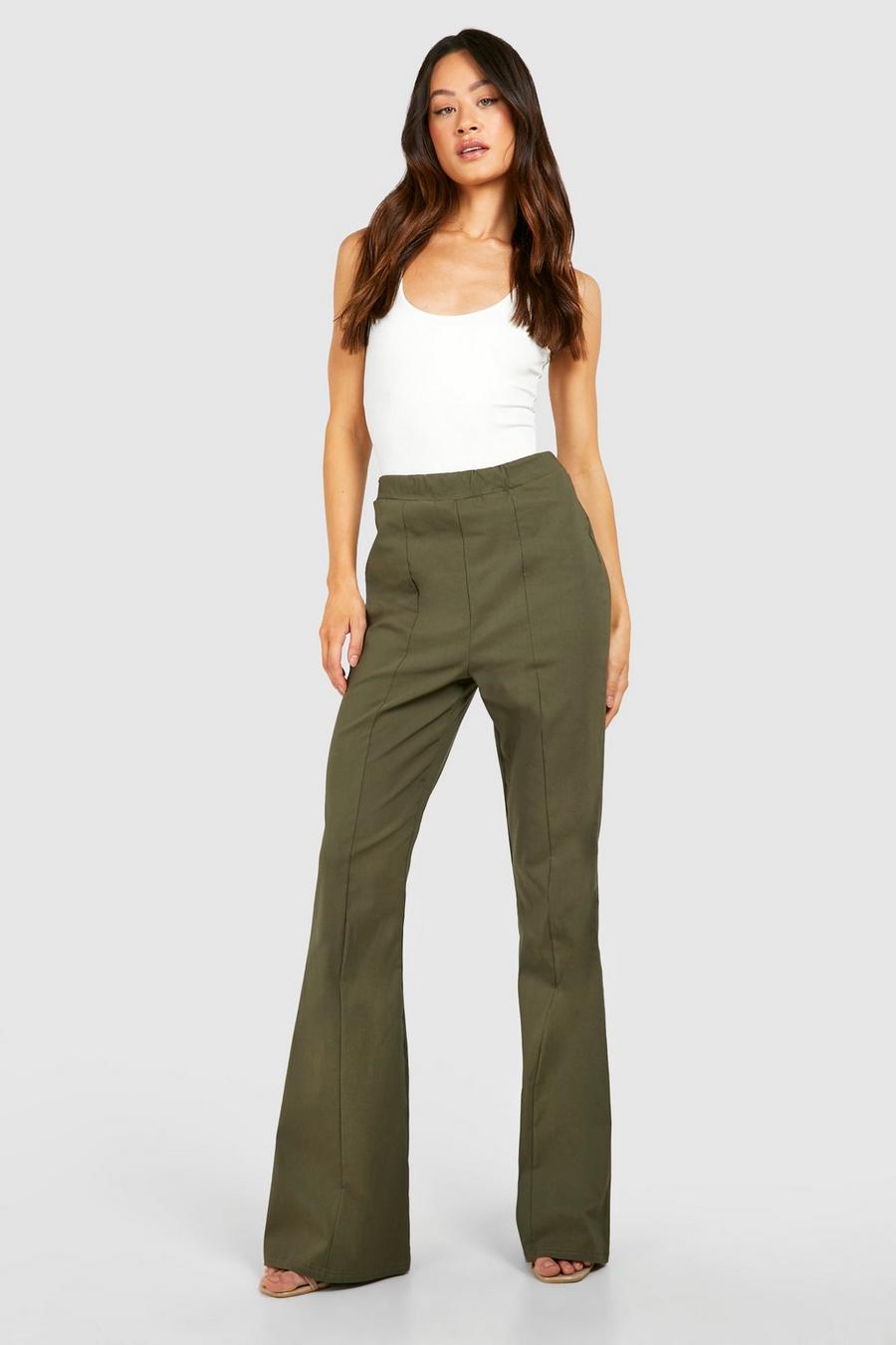 Khaki Tall Bengaline Stretch Fit And Flare Trouser  image number 1