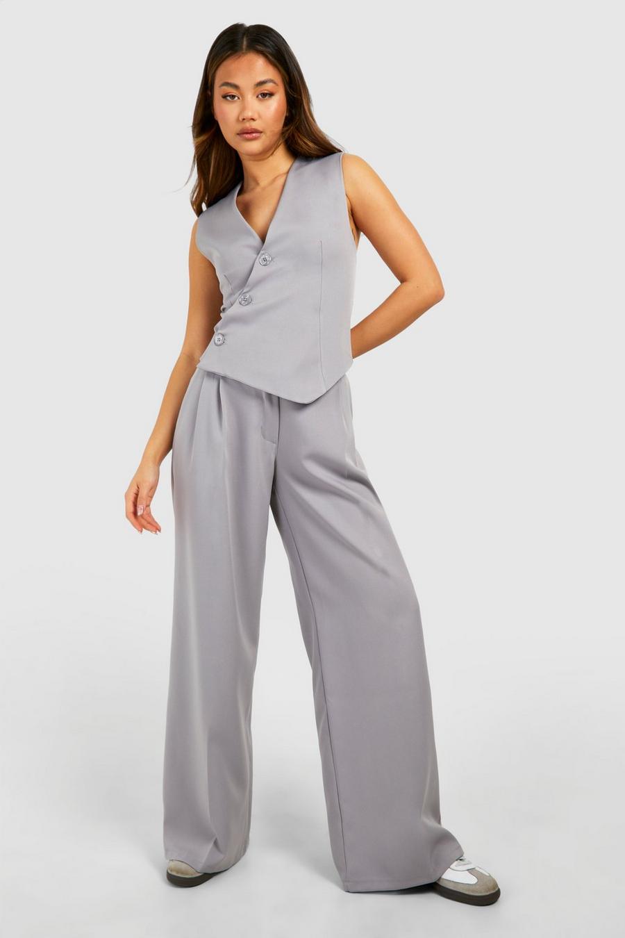 Grey Slouchy Low Rise Boyfriend Trousers image number 1