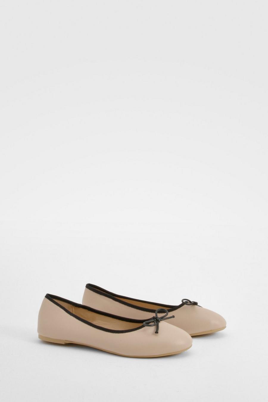 Nude Wide Fit Contrast Bow Detail Ballets 