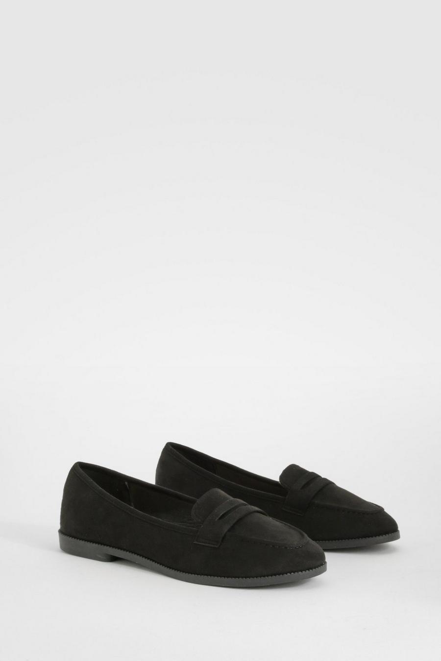 Black Round Toe Basic Loafers