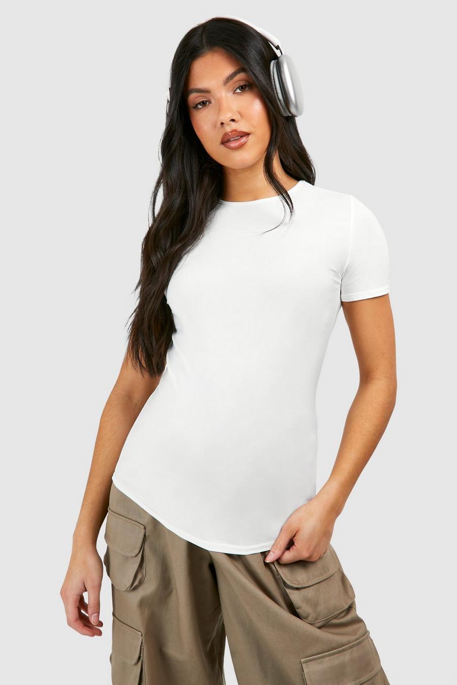 Camiseta Premamá suave con cuello de caja, White