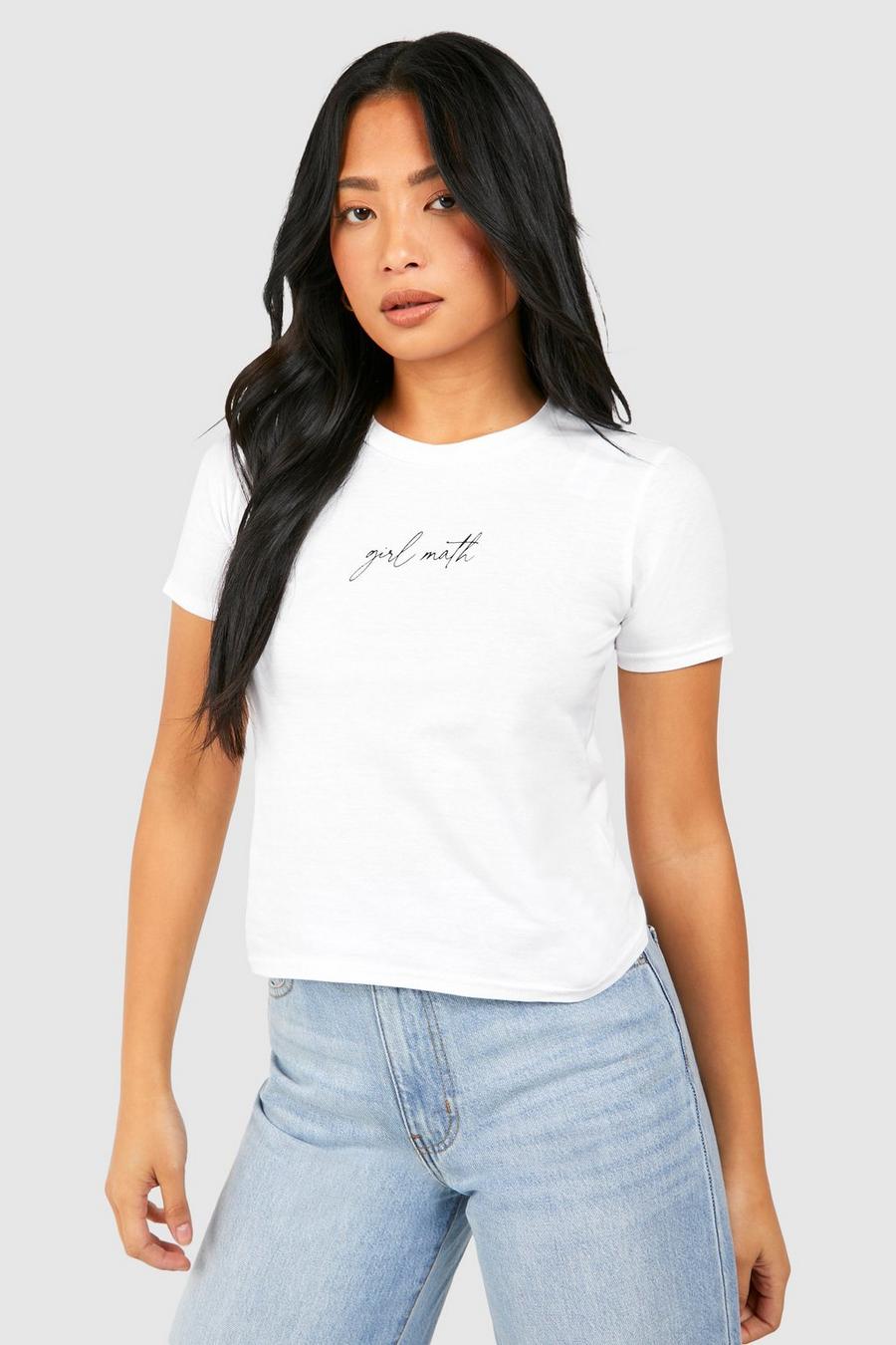 Petite - T-shirt de sport à imprimé Girl Math, White