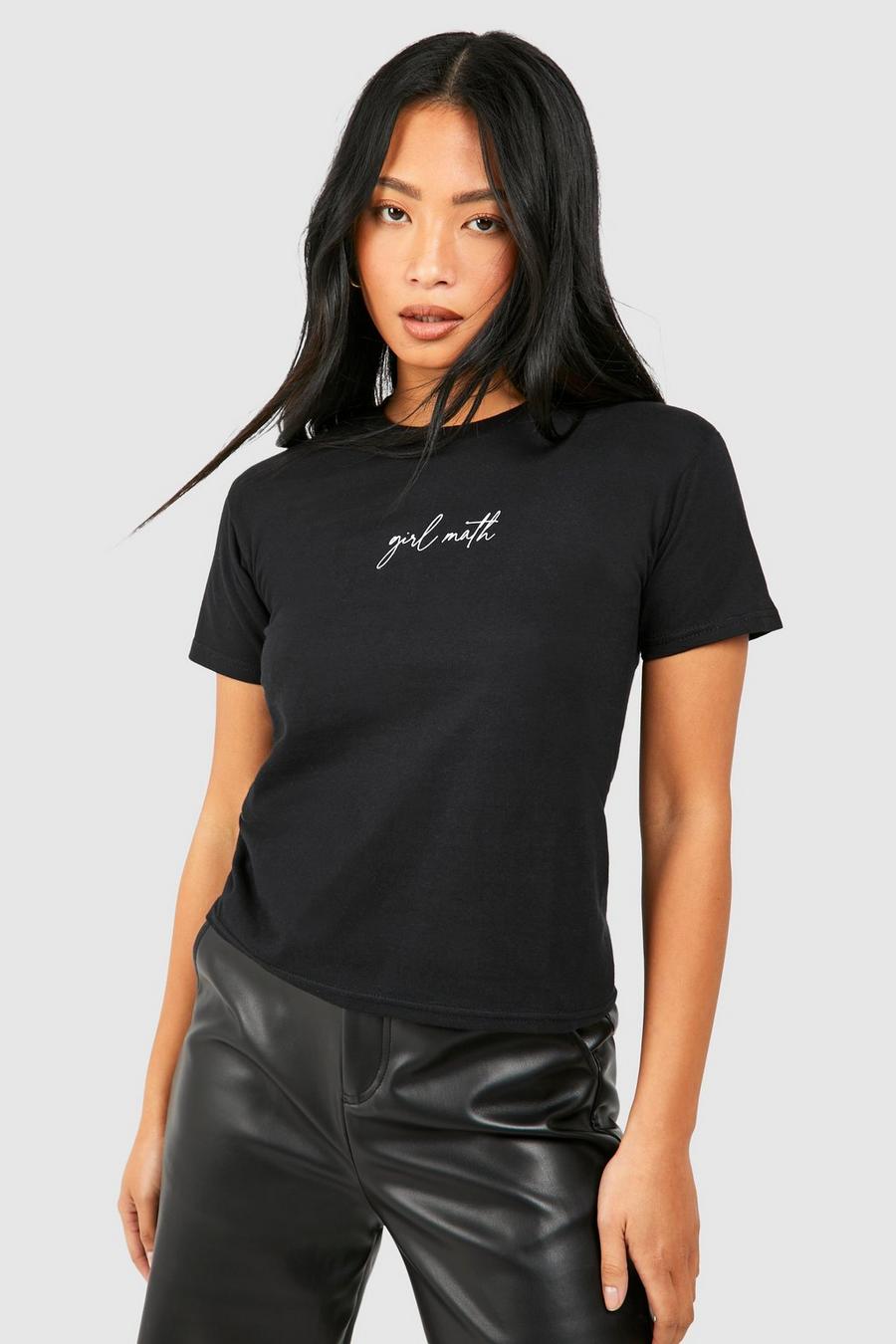 Petite - T-shirt de sport à imprimé Girl Math, Black