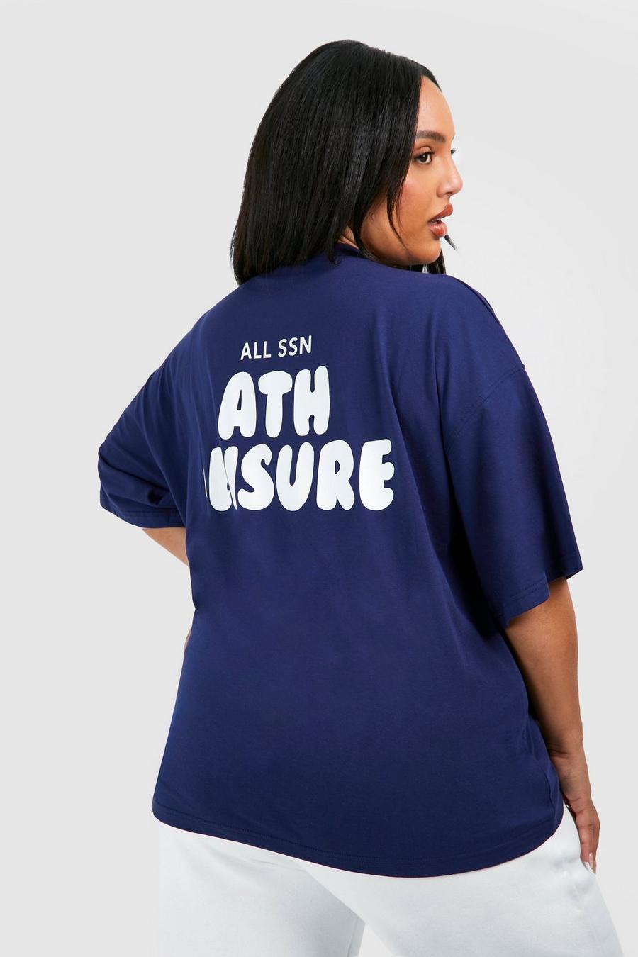 Camiseta Plus oversize con estampado Athleisure, Navy