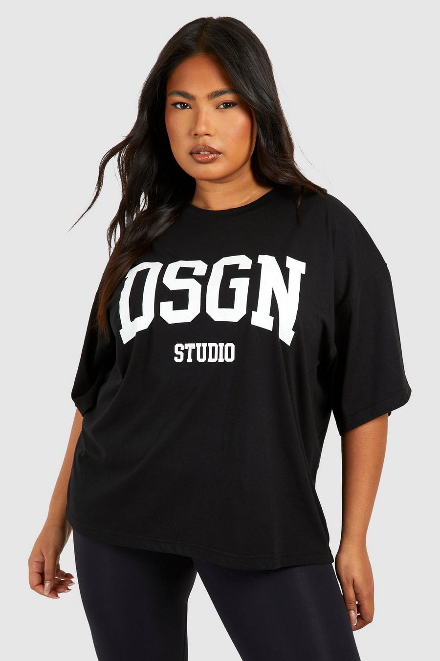 Grande taille - T-shirt oversize à logo, Black image number 1