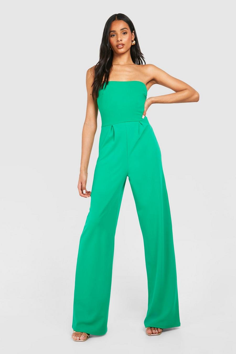 Green Tall Strapless Wide Leg Jumpsuit image number 1