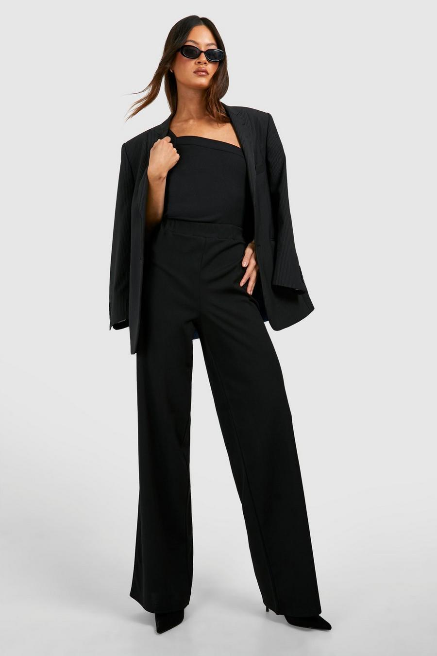 Black Tall Crepe Tailored Wide Leg Pants image number 1