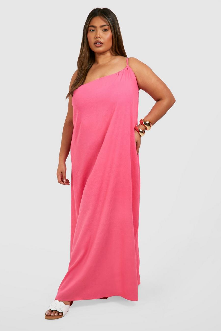 Plus Textured Strappy Swing Maxi Dress, Pink